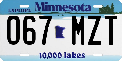 MN license plate 067MZT
