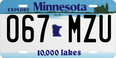 MN license plate 067MZU