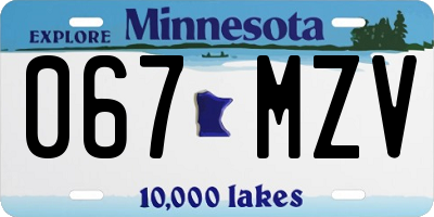 MN license plate 067MZV