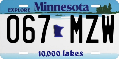 MN license plate 067MZW