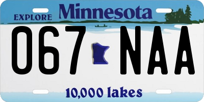 MN license plate 067NAA