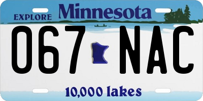 MN license plate 067NAC