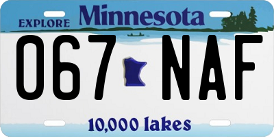 MN license plate 067NAF