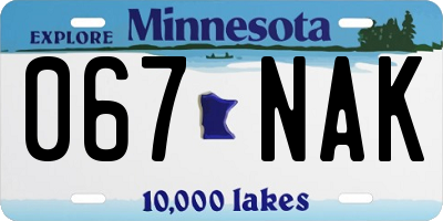 MN license plate 067NAK