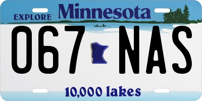 MN license plate 067NAS