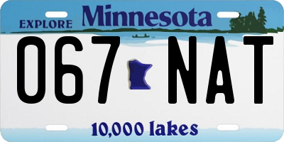 MN license plate 067NAT