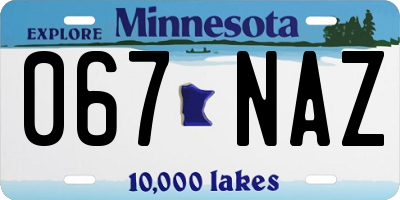 MN license plate 067NAZ