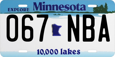 MN license plate 067NBA