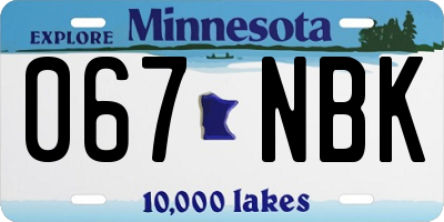MN license plate 067NBK