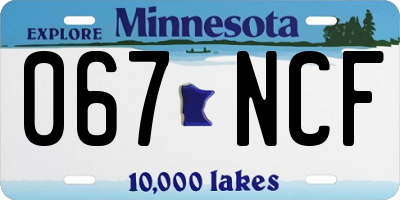 MN license plate 067NCF