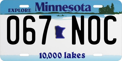MN license plate 067NOC