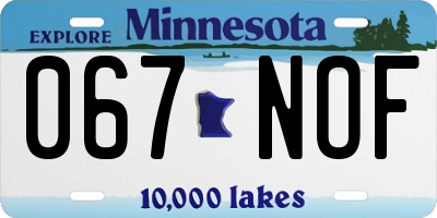 MN license plate 067NOF