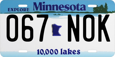 MN license plate 067NOK