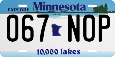 MN license plate 067NOP