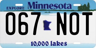 MN license plate 067NOT