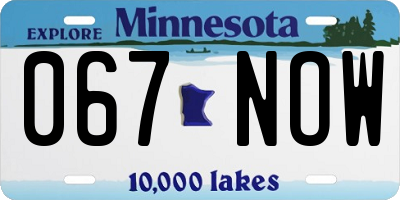 MN license plate 067NOW