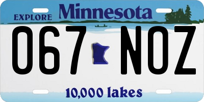 MN license plate 067NOZ