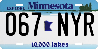 MN license plate 067NYR