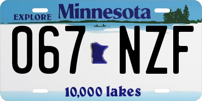 MN license plate 067NZF