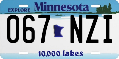MN license plate 067NZI