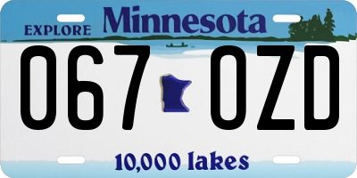 MN license plate 067OZD