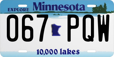 MN license plate 067PQW