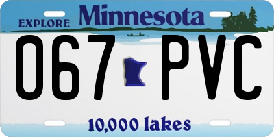 MN license plate 067PVC