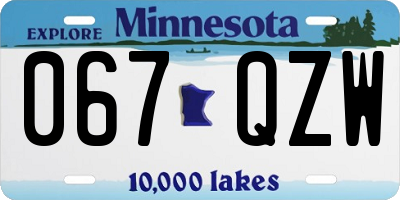 MN license plate 067QZW