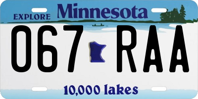 MN license plate 067RAA