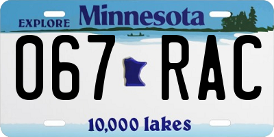 MN license plate 067RAC