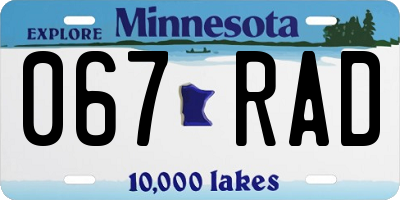 MN license plate 067RAD