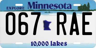 MN license plate 067RAE