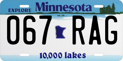 MN license plate 067RAG