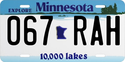MN license plate 067RAH