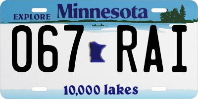 MN license plate 067RAI