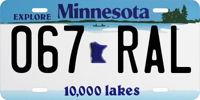 MN license plate 067RAL