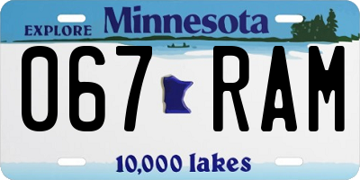 MN license plate 067RAM
