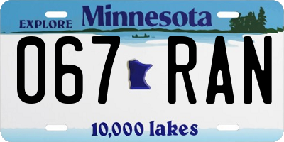 MN license plate 067RAN