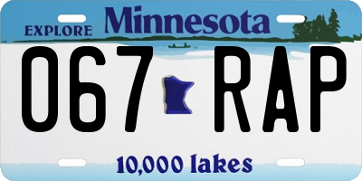 MN license plate 067RAP