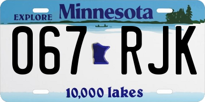MN license plate 067RJK