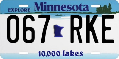 MN license plate 067RKE