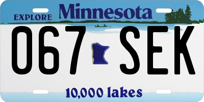 MN license plate 067SEK