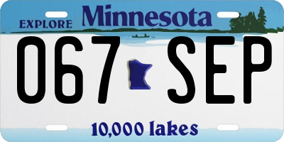 MN license plate 067SEP