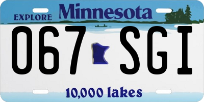 MN license plate 067SGI