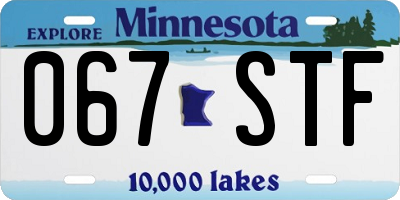 MN license plate 067STF