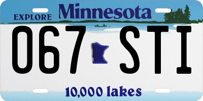 MN license plate 067STI