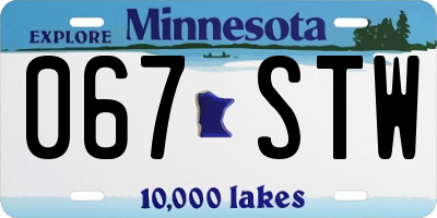 MN license plate 067STW