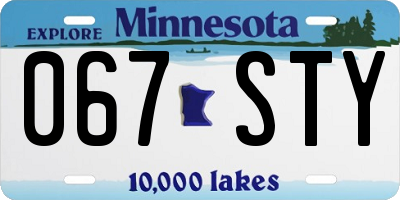 MN license plate 067STY