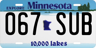 MN license plate 067SUB