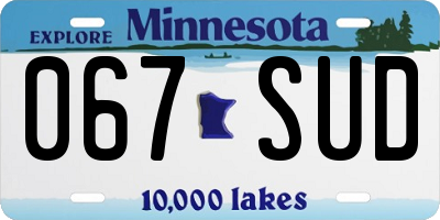 MN license plate 067SUD